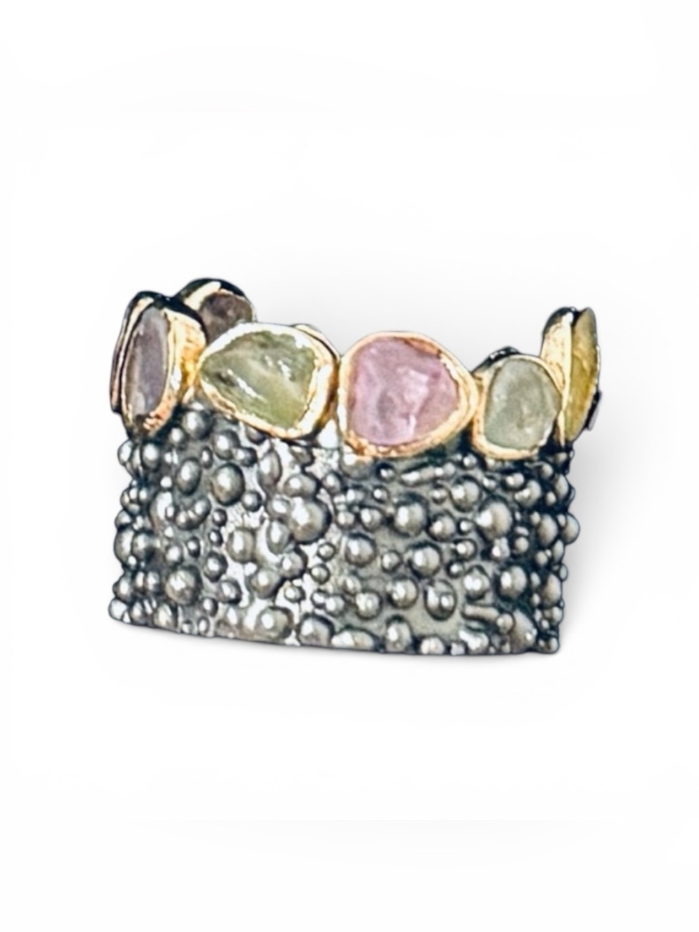 German Kabriski Eirian Fancy Sapphire Ring - silver and gold - size 7